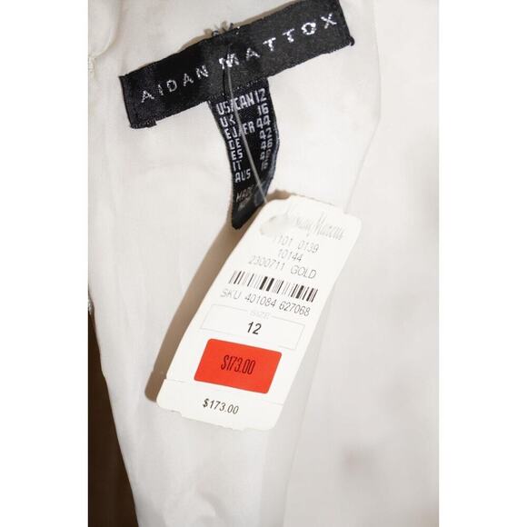 Aidan Mattox Gold Floral Brocade Beaded Midi Dress – Size 12 NWT Neiman Marcus - Picture 12 of 15